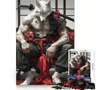Wolf Samurai Katana Jigsaw Puzzles 1000 Pieces for Adults Mind Power Mind Soothing Fun Uniform Edges Thoughtful Gift (50x75cm)