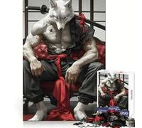 Wolf Samurai Katana Jigsaw Puzzles for Adults 1000 Brain Memory Restful Activity Tight Lock Cozy Xmas Gift (38x26cm)