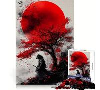 Wolf Samurai Red Moon 1000 Piece Jigsaw Puzzles for Teenagers Jigsaw Cognitive Workout Calm Leisure Ideal Fit Winter Gift (38x52cm)