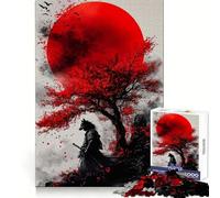 Wolf Samurai Red Moon Adult Jigsaw Puzzle1000 Pieces Intellect Skill Peaceful Fun Ideal Fit Perfect Present (38x26cm)
