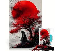 Wolf Samurai Red Moon Jigsaw Puzzles 1000 Mind Skill Play Premium Laser Cut Quality Quiet Time Mind Exercise at Home (38x26cm)