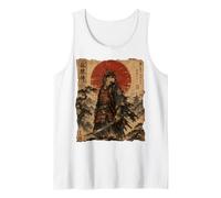 Wolf Samurai Red Sun Katana Japanese Mountain Scroll Art Tank Top