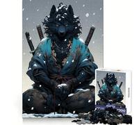 Wolf Samurai Snowy Meditation 1000 Pieces Puzzles for Adults Cognitive Boost Mindful Escape Tight Lock (38x52cm)