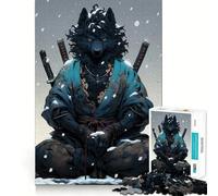 Wolf Samurai Snowy Meditation Adult Jigsaw1000 Pieces Cognitive Train Game Tight Interlock No Gaps Calming Mental Break Activity (38x52cm)