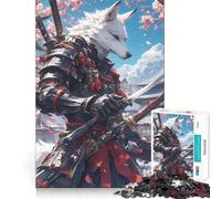 Wolf Samurai Under Sakura Adults 1000 Piece Jigsaw Puzzle Think Exercise Game Zero Gap Bonding Activity for Loved Ones (38x26cm)