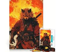 Wolf Samurai Warrior 1000 Piece Adult Puzzles Mental Focus Game High Accuracy Cutting Craft Bonding Activity for Loved Ones (38x26cm)