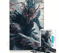 Wolf Samurai Warrior 1000-piece Jigsaw Puzzles Think Exercise Game Tight Interlock No Gaps Interactive Brain Challenge for Home (38x52cm)