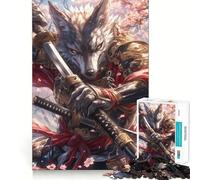 Wolf Samurai Warrior 1000 Piece Jigsaws for Adults Mind Train Fun Precision Cut Smooth Edges Absorbing Activity for Quiet Nights (50x75cm)