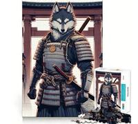 Wolf Samurai Warrior Japanese Jigsaw for Adults1000 Pieces Mind Boost Game Seamless Fit Precise Pieces Relaxing Indoor Group Activity (38x26cm)