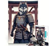 Wolf Samurai Warrior Japanese Puzzles for Adults 1000 Pieces Focus Boost Fun Uniform Size Precise Pieces Bonding Activity for Loved Ones (50x75cm)