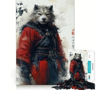 Wolf Samurai Warrior Jigsaw for Adults 1000 Pieces Think Skill Game High Precision Die Cut Entertaining Challenge for Spare Time (50x75cm)
