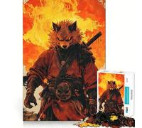 Wolf Samurai Warrior Jigsaw Puzzle 1000 Logic Thinking Play Expert Cutting Craftsmanship Quiet Time Mind Exercise at Home (38x52cm)