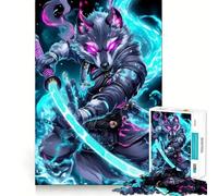 Wolf Samurai Warrior Jigsaw Puzzle 1000 Piece Cognitive Fun Play Precise Interlock Structure Bonding Activity for Loved Ones (50x75cm)