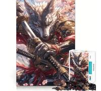 Wolf Samurai Warrior Jigsaw Puzzles1000 Pieces Cognitive Boost Fun Burr Free Clean Cut Pieces Holiday Indoor Entertainment Toy (38x26cm)