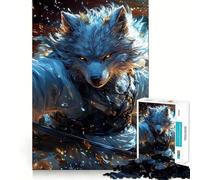 Wolf Samurai Warrior with Katana Jigsaw Puzzles1000 Pieces Brain Recall Game Premium Laser Cut Quality Absorbing Activity for Quiet Nights (50x75cm)