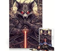 Wolf Samurai with Red Lightsaber 1000 Pieces Jigsaw Puzzles for Teenagers Smart Exercise Leisure Activity Seamless Lock Birthday Gift (38x26cm)