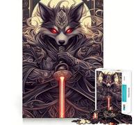 Wolf Samurai with Red Lightsaber Adult Jigsaw1000 Pieces Mental Recall Game High Accuracy Cutting Craft Quiet Time Mind Exercise at Home (38x26cm)