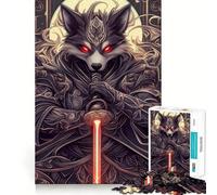 Wolf Samurai with Red Lightsaber Jigsaw for Adults 1000 Pieces Think Skill Game High Precision Die Cut Entertaining Challenge for Spare Time (38x52cm)