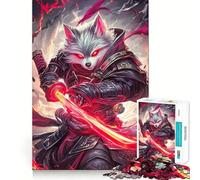 Wolf Samurai with Red Sword 1000 Piece Jigsaws for Adults Brain Sharp Game Smooth Burr Free Surface Fascinating Hobby for Idle Moments (50x75cm)