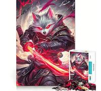 Wolf Samurai with Red Sword Adults 1000 Piece Jigsaw Puzzle Recall Fun Play Premium Laser Cut Quality Quiet Time Mind Exercise at Home (38x52cm)