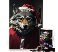 Wolf Santa Funny Adult Jigsaw Puzzle1000 Pieces Analytical Skill Relaxed Leisure Tight Join Winter Gift (38x52cm)