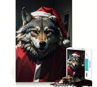 Wolf Santa Funny Jigsaw Puzzle 1000 Logic Thinking Play Expert Cutting Craftsmanship Quiet Time Mind Exercise at Home (50x75cm)