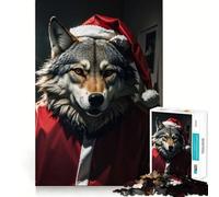 Wolf Santa Funny Jigsaws 1000 Pieces for Adults Memory Boost Game Professional Grade Cutting Heartwarming Gathering Activity (38x52cm)