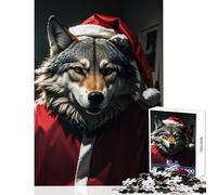 Wolf Santa Funny Puzzles for Teenagers 1000 Piece Secret Santa Gifts Difficult Challenge Educational Toy for Ages 14 And over (38x26cm)