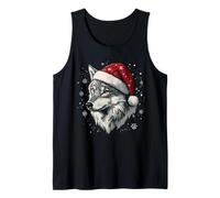 Wolf Santa Hat Funny Cute Animal Lover Christmas Tank Top