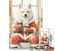 Wolf Santa on Toilet 1000 Piece Jigsaw Brain Skill Game High Precision Die Cut Fascinating Hobby for Idle Moments (38x52cm)