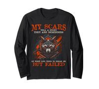 Wolf Scars Strength Quote Resilience Survivor Graphic Long Sleeve T-Shirt
