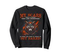 Wolf Scars Strength Quote Resilience Survivor Graphic Sweatshirt
