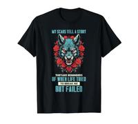Wolf Scars Strength Quote Resilience Survivor Graphic Value Graphic T-Shirt, Men, Black, M