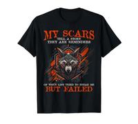 Wolf Scars Strength Quote Resilience Survivor Graphic Value Graphic T-Shirt, Men, Black, M