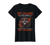 Wolf Scars Strength Quote Resilience Survivor Graphic Value Graphic T-Shirt, Women, Black, S