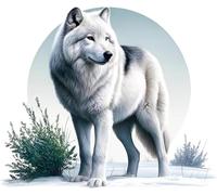 Wolf Scene Vinyl Stickers, Arctic Animal Decals for Laptop and Tile 11cm