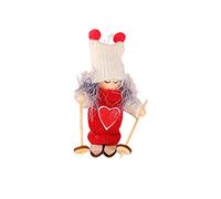 Wolf Set Made of Two-Piece Christmas Wooden Ski Doll Children's Dollhouse Mini Doll Christmas Tree Pendant x 1 Forest Animal Plush Toy (A, One Size)