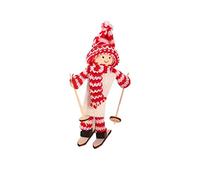 Wolf Set Made of Two-Piece Christmas Wooden Ski Doll Children's Dollhouse Mini Doll Christmas Tree Pendant x 1 Forest Animal Plush Toy (E, One Size)