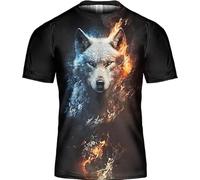 Wolf Shirt Men Women 3D Design Graphic T-Shirt Novelty T-Shirt Howling Wolf T-Shirt Three Wolf Moon Shirt Polyester Fibre S-6XL (A,XL)
