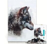 Wolf Silent Prowler Jigsaw Puzzles1000 Pieces Cognitive Boost Fun Burr Free Clean Cut Pieces Holiday Indoor Entertainment Toy (50x75cm)