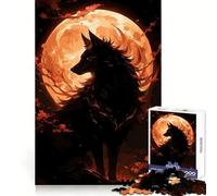 Wolf Silhouette Against Orange Moon Adult Jigsaw1000 Pieces Clear Thinking Restful Escape Precise Edges (38x52cm)