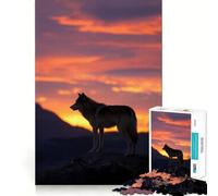 Wolf Silhouette at Sunset 1000 Piece Teenager Puzzles Cognitive Boost Fun Tight Lock No Loose Pieces Engaging Way to Pass Free Hours (38x26cm)