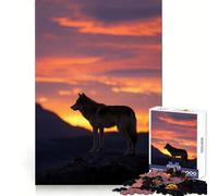 Wolf Silhouette at Sunset Teenager Jigsaw Puzzles 1000 Pieces Cognitive Memory Soothing Downtime Exact Cut Birthday Gift (50x75cm)