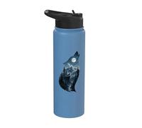 Wolf Silhouette Forest Trees Mountains Wildlife Nature Stainless Steel Insulated Water Bottle