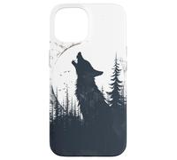 Wolf Silhouette Howling at Crescent Moon Wildlife Case for iPhone 15