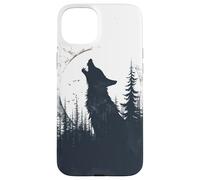 Wolf Silhouette Howling at Crescent Moon Wildlife Case for iPhone 15 Plus