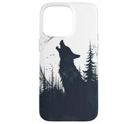 Wolf Silhouette Howling at Crescent Moon Wildlife Case for iPhone 15 Pro Max