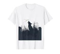 Wolf Silhouette Howling at Crescent Moon Wildlife T-Shirt