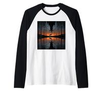Wolf Silhouette Lake Reflection On The Lake Raglan Baseball Tee
