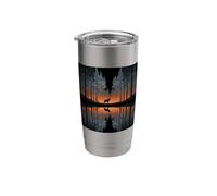 Wolf Silhouette Lake Reflection On The Lake Stainless Steel Insulated Tumbler